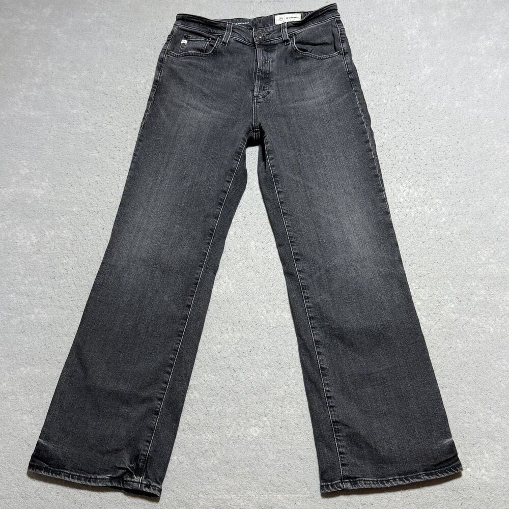 AG Adriano Goldschmied 28 Kinsley High Rise Pop Crop Boot Cut Black Jeans